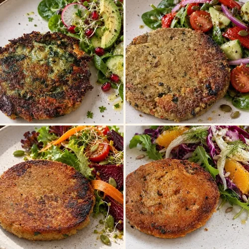 Hamburguesas veganas mix: bandeja con sabores combinados