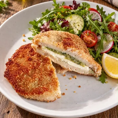Milanesa de Seitán rellena, de cerca